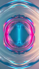 Fototapeta premium Abstract composition featuring swirling metallic colors in shades of blue and pink, creating a mesmerizing tunnel effect that draws the viewer's eye inward.