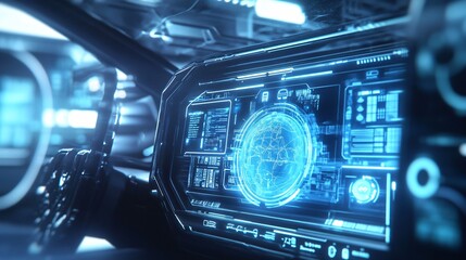 Obraz premium Futuristic Car Interior with Holographic Display