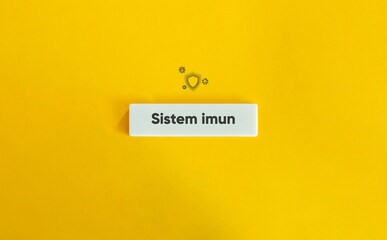 Immune System Banner and Concept Image. Icon and Text on Block Letter Tile on Yellow Background. Minimal Aesthetic.