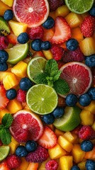 Obraz premium Vibrant Fruit Salad with Fresh Lime Squeeze