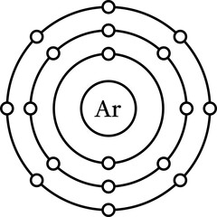 Argon Ar electron configuration, shell diagram vector