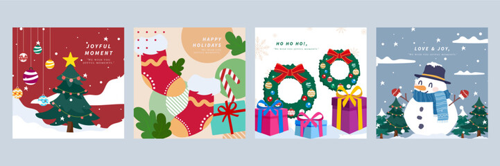 Colorful Christmas Card Designs with Festive Elements