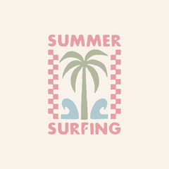 Vintage surf design template for surf club, surf shop, surf merch.