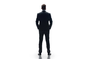 Obraz premium one caucasian businessman standing rear view in silhouette studio isolated on white background