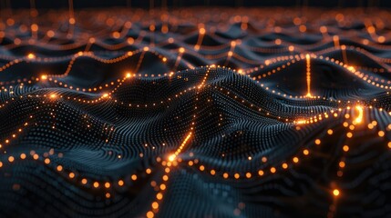 Futuristic Digital Waveform Landscape