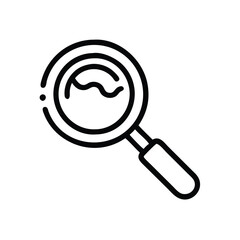 Magnifying Glass Outline Icon, Simple black and white outline of a magnifying glass, symbolizing search, inspection, and zoom, ideal for user interface and research-related designs.
