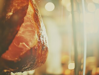 Smoked Ham Close-Up in a Bright Environment