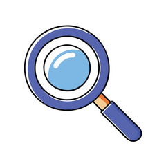 Blue Magnifying Glass Icon with Orange Accent, Illustration of a magnifying glass with a blue frame and orange accent, symbolizing search, inspection, and zoom, perfect for UI and research designs.
