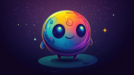 Cute space planet character illustration
