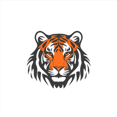 2D flat vector illustration tiger icon isolated on a white background.

