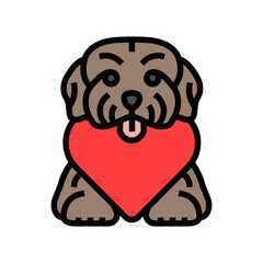 heart dog color icon vector. heart dog sign. isolated symbol illustration