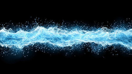 Explosive spray of water droplets, concept of energy and motion