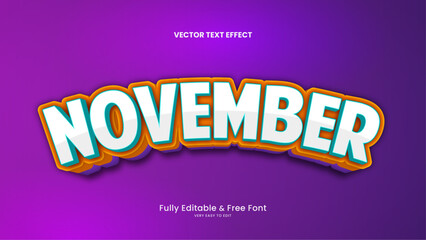 Fototapeta premium November text effect can be easily edited