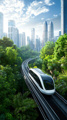 Fototapeta premium Innovative smart transportation shapes sustainable urban skylines