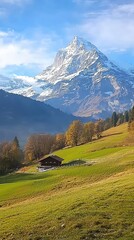 Majestic Eiger and Jungfrau Peaks in Scenic Landscape