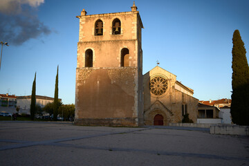 Church of Santa Maria do Olival (Tomar, Portugal), October 25, 2024. Gothic church, it was a pantheon of the Temple Order. It has the tower separated from the main body.