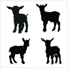 Goat Silhouette Bundle Set on a White background