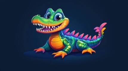Fototapeta premium Smiling Alligator Cartoon Illustration