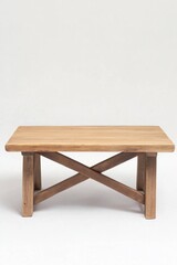 Rustic wooden coffee table with x-shaped legs