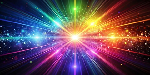 Fototapeta premium Cosmic Glow A Digital Illustration of a Bright, Multicolored Light Show with a Starry Background, light , abstract , illustration
