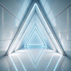Futuristic Geometric Abstract with Glowing Lights, Minimalist Interior, Architecture, Design, Interior Design, 3d Rendering, Abstract