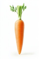 Fresh organic carrot with green leaves on white background