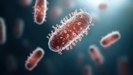 Fototapeta premium A detailed view of bacteria, showcasing their structure and cellular composition in a microscopic environment.