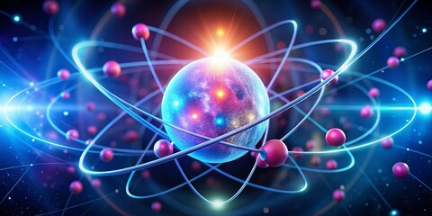 The Atomic Dance of Matter A 3D Rendering of an Atom with Glowing Orbits and Electrons, science, physics, atom