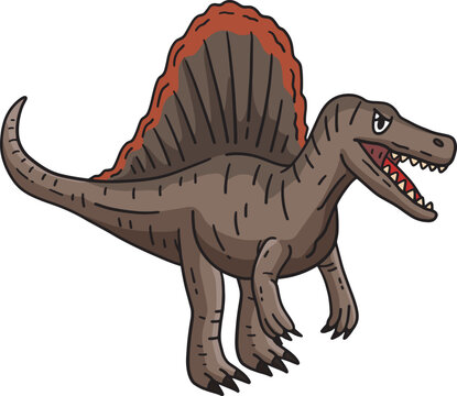 brown spinosaurus cartoon dinosaur illustration clip art preview