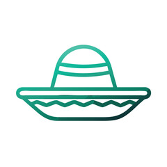 Colorful Sombrero Hat Icon with Decorative Pattern, Illustration of a traditional sombrero hat in bright colors with decorative patterns, representing Mexican culture, festivities, and celebrations.