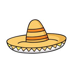 Colorful Sombrero Hat Icon with Decorative Pattern, Illustration of a traditional sombrero hat in bright colors with decorative patterns, representing Mexican culture, festivities, and celebrations.