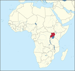 Detailed national location map of UGANDA within the great continent of Africa