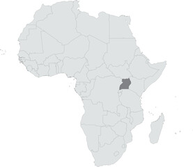 Detailed national location map of UGANDA within the great continent of Africa