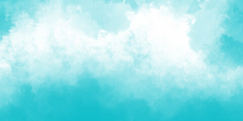 Abstract light blue watercolor cloudiness, mist, or smog background. light blue sky with white background and blurred pattern. Vivid textured aquarelle painted art design background.