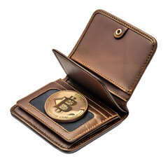 Minimalist Wallet with Coin &ndash; Isolated Financial Object for Investment and Savings Concepts.
