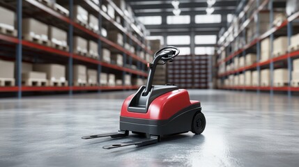 Obraz premium Warehouse Scene with Pallet Jack and Soft Lighting