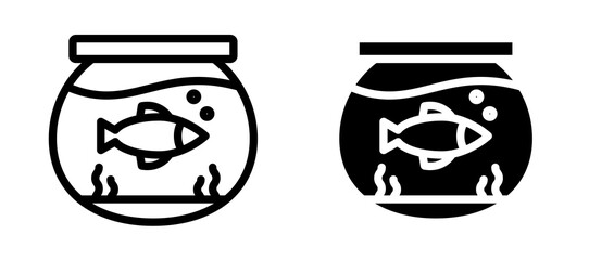 Fish bowl icon symbol collection on white background.