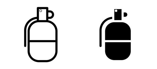 Hand grenade icon symbol collection on white background.