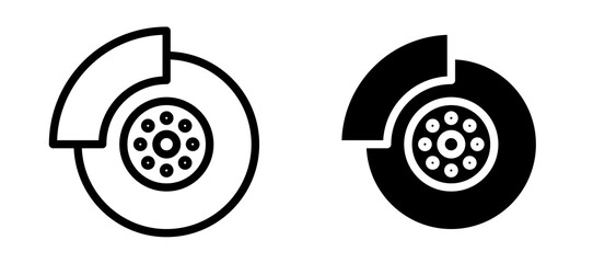 Disk brake icon symbol collection on white background.