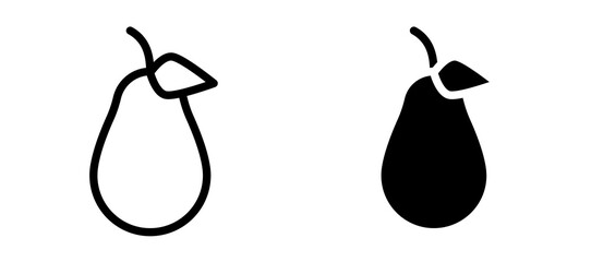 Pear icon symbol collection on white background.
