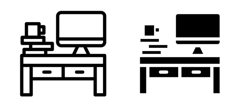 Workspace icon symbol collection on white background.