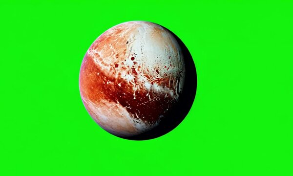 planet Pluto rotates slowly on green screen