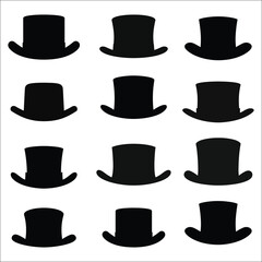 Hat Silhouette Bundle Set on a White background, CowBoy Hat Silhouette, Stylish Hat Silhouette