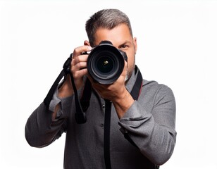 Fototapeta premium Photographer Using His Professional DSLR Camera