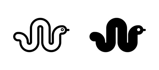 Snake icon symbol collection on white background.