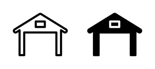 Garage icon symbol collection on white background.