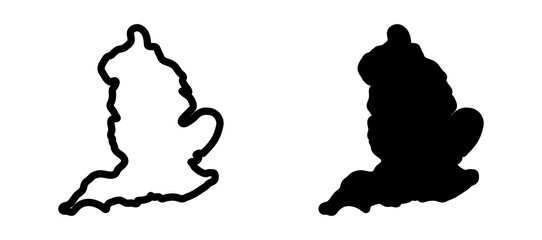 Map of england icon symbol collection on white background.