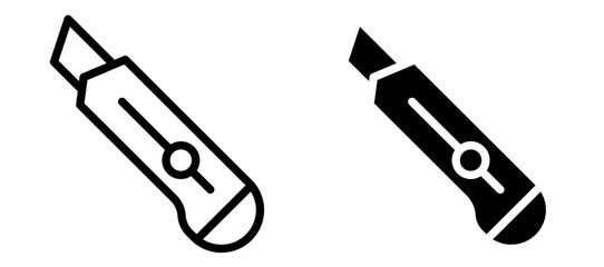 Utility knife icon symbol collection on white background.