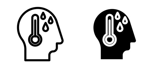 Fever icon symbol collection on white background.