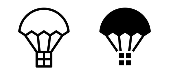 Parachute icon symbol collection on white background.